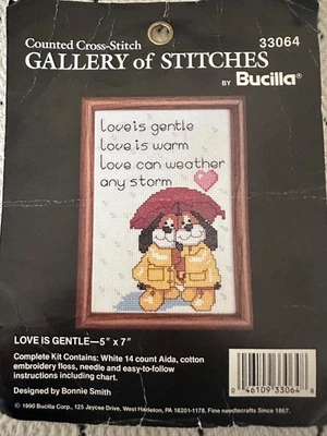 Love is Gentle Counted Cross Stitch Pattern Booklet Vintage Bucilla - Image 1 of 3