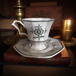 Provincial Flower by Independence Ironstone Cup and Saucer – Octagonal Shape – B - Picture 1 of 6
