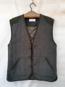 Vintage Burberrys Vest Mens Large Dark Green Embroidered Logo Quiltwd Lining - Picture 1 of 17