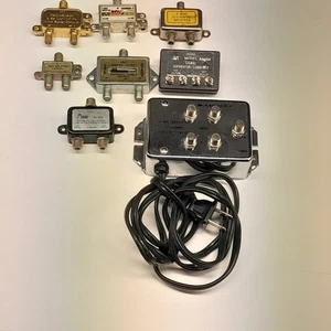 Lot of 7 Coax Cable TV Antenna Signal Splitters & Combiners Adapter Switch - Picture 1 of 4