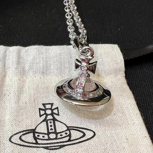 Collana Vivienne Westwood Nana piccola sfera tono argento con cristallo rosa #279 - Foto 1 di 6