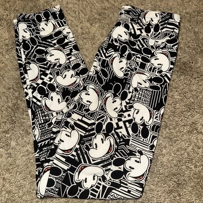 LuLaRoe TWEEN (00-0) Black-White Mickey Mouse Leggings NEW Buttery Soft RARE - Image 1 of 4