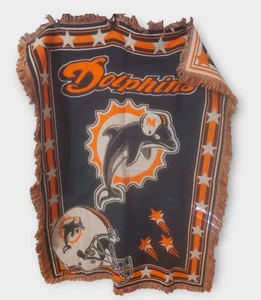 NFL VINTAGE THE NORTHWEST CO.USA MIAMI DOLPHINS DECKE ÜBERWURF GOBELIN FOOTBALL - Bild 1 von 12