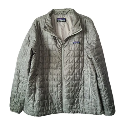 Patagonia Nano Puff Jacket Grey Silver Full Zip Quilted Puffer Insulated Coat - Image 1 of 4