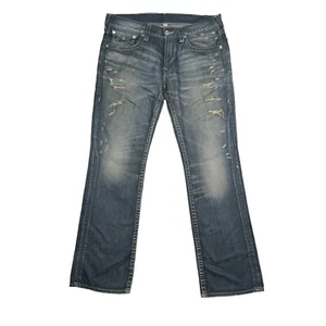 Pantalones de mezclilla True Religion de pierna recta con solapas azules desgastados para hombre 36 (se adapta a 40x34) - Imagen 1 de 9
