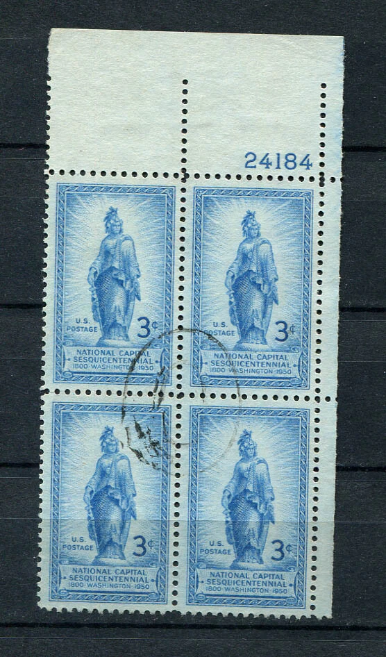 USA : Scott # 989 - Plate Block # 24184 - used - Image 1 of 1