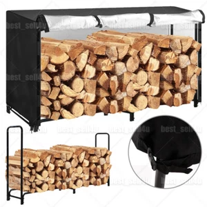 Firewood Rack Cover Outdoor Waterproof Log Rack Holder Cover Fit 4/8FT Wood Rack - Picture 1 of 30