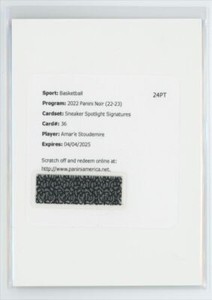 2022-23 Panini Noir Sneaker Spotlight Signatures Auto Amar'e Stoudemire #36 A PW