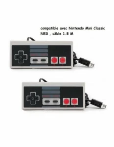 2X Manettes Nes Classic Mini Compatible pour Nintendo Wii  / WiiU - 1.80m - Picture 1 of 5