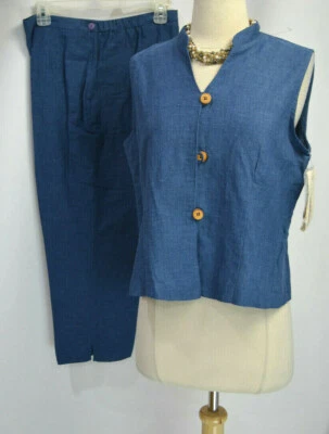 Versailles Mujer 2 Piezas Pantalón Traje Conjunto Pantalones Cortos Sin Mangas Top Lino BLD 12P NUEVO CON ETIQUETAS Foto 1 de 4