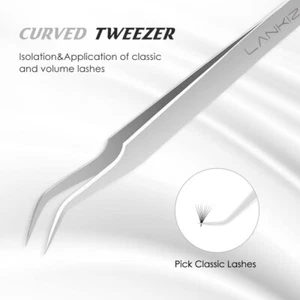 Eyelash Extension Tweezers Curved Tip Stainless Steel Eyebrow Tweezer Precision - Picture 1 of 2