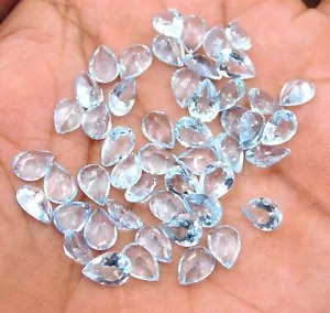 Natural Sky Blue Topaz Pear Cut Lot Loose Gemstone 5x7 MM For Jewelry P-1478 - Picture 1 of 2