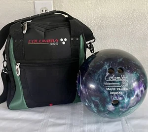 White Dot Purple & Green Glitter Swirl Columbia 300 6.6lb Bowling Ball, W/Bag - Picture 1 of 23