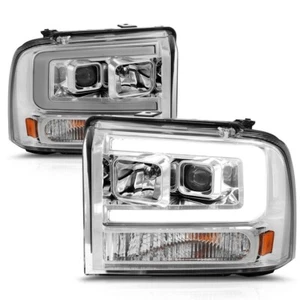 05-07 Ford F250 F350 Super Duty Camión Carcasa Cromada Proyector Faro LED DRL - Imagen 1 de 4