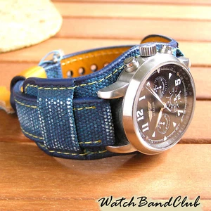 20 mm Blau Leder Manschette Armbanduhr Band Handarbeit Bund Band Armband Vintage Flieger - Bild 1 von 13