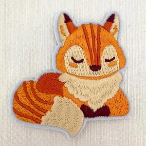 PATCH écusson thermocollant, RENARD ASSOUPI jaune ocre ** 6 x 6,5 cm ** - Picture 1 of 1
