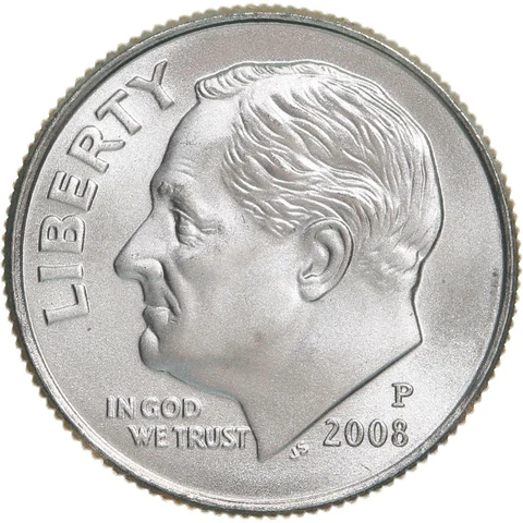 2008 P Roosevelt Dime Satin Finish Cover