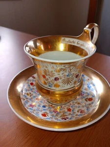 KPM Berlin Hand Painted Gold Floral & Tea Cup & Saucer - Picture 1 of 11