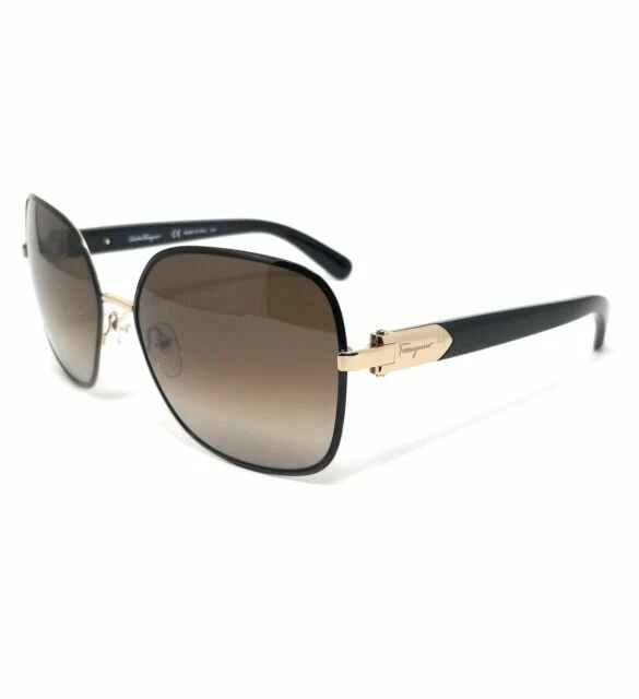Salvatore Ferragano SF150S 733 59-16 135mm Sunglasses Light Gold Black with Lenses Smoke Shaded