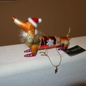Vondels Dackel Hund Weihnachten Glas Ornament Glitzer Sparkles Amsterdam Neu mit Etikett - Bild 1 von 8