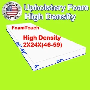 FoamTouch High Density Upholstery Foam Cushion 2" X 24" X (46-59)" Custom Cut - Picture 1 of 1