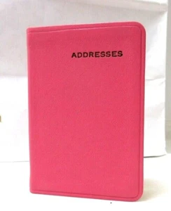 Address Book MINI 3x4" Leather Cover 160 Tabbed Pages Post Miniatures PINK - Picture 1 of 8