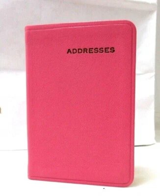 Address Book  MINI 3x4" Leather Cover 160 Tabbed Pages Post Miniatures PINK - Image 1 of 4