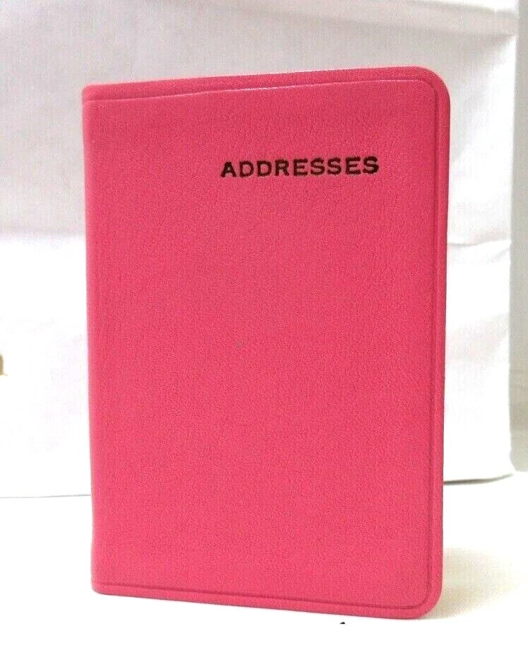 Address Book  MINI 3x4" Leather Cover 160 Tabbed Pages Post Miniatures PINK - Image 1 of 4
