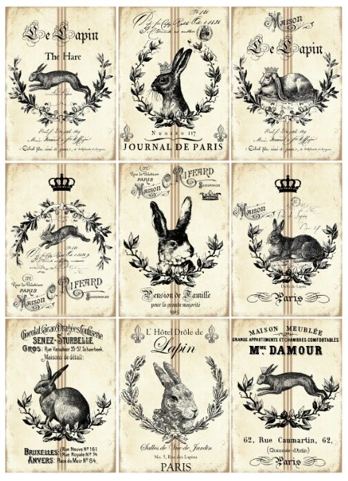 BÜGELBILD-Vintage-Shabby-Nostalgie-Ostern-Easter-Hase-Le Lapin-3264 - Bild 1 von 1