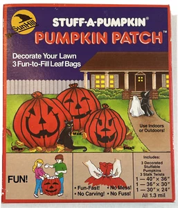 Vintage 1989 Pumpkin Patch Halloween Decor Lawn Leaf Bags USA Jack-O-Lantern - Picture 1 of 4