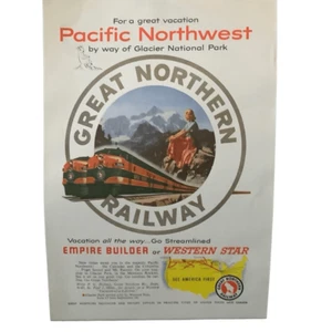 Vintage 1953 Great Northern Railway Empire Builder Western Star Ad Advertisment - Picture 1 of 3
