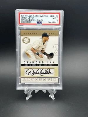 Derek Jeter Auto #DJ-DI 2003 Fleer Patchworks Diamond Ink Black /210 PSA 9  - Image 1 of 2