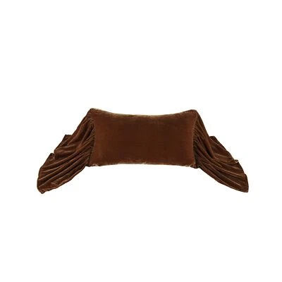 HiEnd Accents Stella Faux Silk Velvet Long Ruffled Pillow, 14x26 inch, Copper... - Image 1 of 2