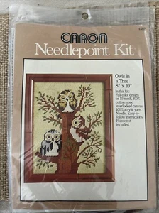 Retro Caron Nadelspitzen-Set Eulen in einem Baum Cottagecore 8' x 10' KOMPLETT 4589 - Bild 1 von 4
