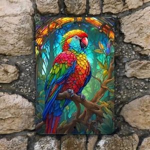 Tropical Parrot Wall Sign - 8x12 Inch Decorative Metal Sign, Vibrant Jungle Art - Picture 1 of 3