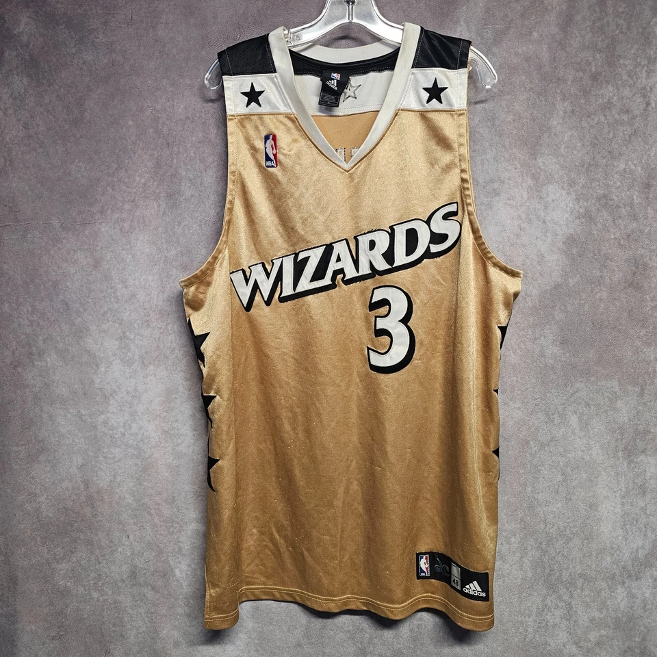 Autographed Adidas Authentic Washington Wizards Caron Butler 3 Gold Jersey 48 XL - Image 1 of 4