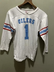 Vintage Houston Oilers NFL Football #1 Jersey Youth XL Long Sleeve USA Made - Picture 1 of 4