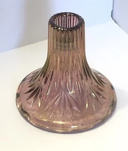 Pink Purple Iridescent Luster Carnival Glass Candlestick Candle Holder VTG 4” - Picture 1 of 8