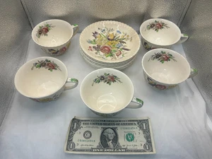 Taza y platillo Windsor Ware ramo de jardín vintage Johnson Brothers de 12 piezas - Imagen 1 de 13