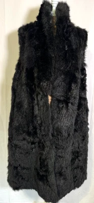 Vintage Black Soft Luxurious Genuine Sheared Lamb Fur Long Vest Liner Sz XL - Image 1 of 4