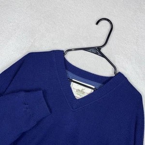 Atlantic Rancher Wool Blend V-Neck Sweater Men’s L Blue Heavy Pullover Lined - Picture 1 of 7
