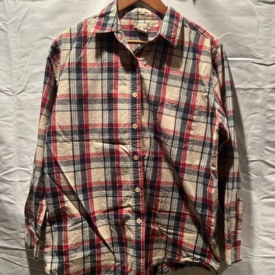 Camisa de hombre Mountain Lake manga larga de algodón con botones con cuello talla L azul rojo Foto 1 de 4