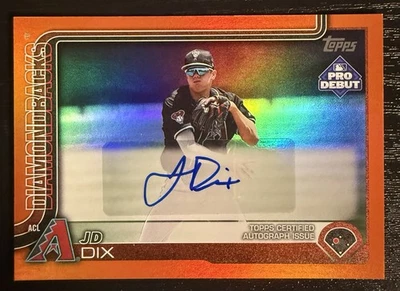 2025 Topps Chrome Pro Debut JD Dix Orange Foil Auto /25 #PD-6 Arizona - Image 1 of 2