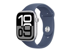 Apple Watch Series 10 GPS 46mm Silver Aluminum Case with Denim Sport Band - M/L - Picture 1 of 8