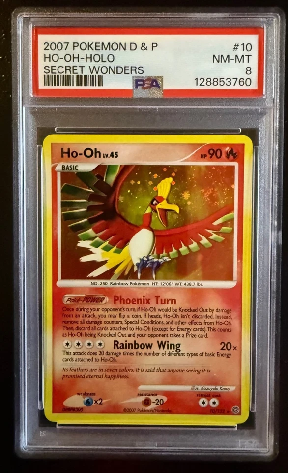 2007 POKEMON D&P SECRET WONDERS #10 HO-OH-HOLO PSA 8 - Image 1 of 2