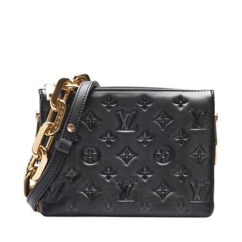 LOUIS VUITTON（LV） Louis Vuitton Pochette Empreinte in pelle di agnello nera Coussin BB borsa a tracolla da donna