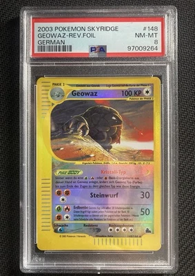 Geowaz Skyridge Pokemon 148/144 Reverse Holo PSA 8 Crystal Kristall-Typ Deutsch - Bild 1 von 2