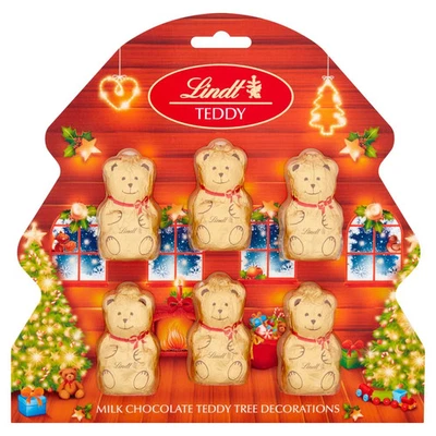 Lindt Milchschokolade Teddy Christbaumschmuck 6 Mini Teddys, 60g - Bild 1 von 4