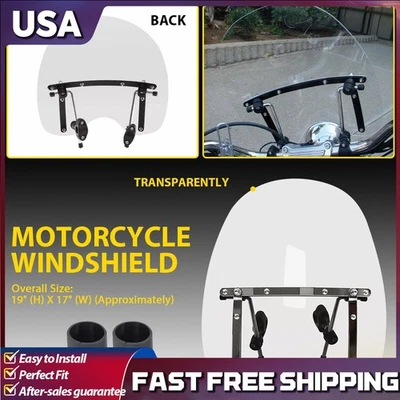 Parabrisas transparente 19"x17" moto apto universal para manillar 7/8" 1.25" 1" 1X Foto 1 de 4