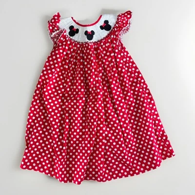 Lindo Vestido Minnie Mouse Calado Niñas Talla 5T Pliegues y Costuras Disney  Foto 1 de 4